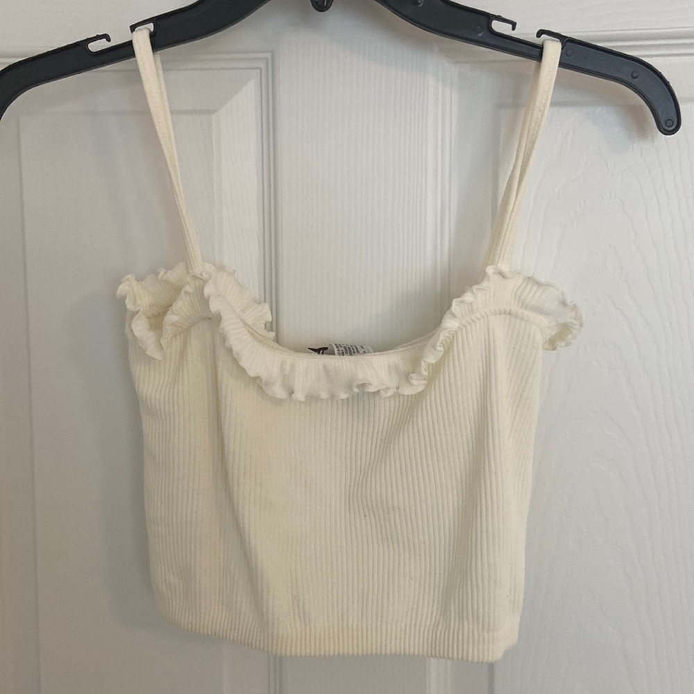 Zara cropped tank with ruffle trim